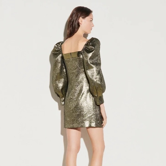 GOLD SANDRO SQUARE-NECK DRESS - Picture 2 of 8